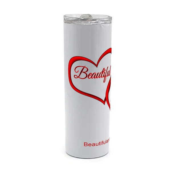 Valentine's Day White tumbler with stainless steel interior